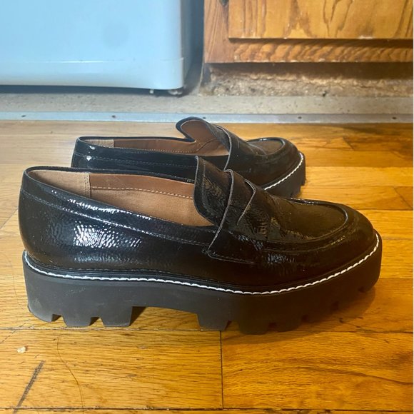 Black Platform Penny Loafers - Picture 1 of 6